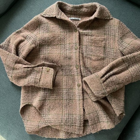 Acne Studios Pink and Brown Checked Shirt - Size 32 - Picture 3 of 6
